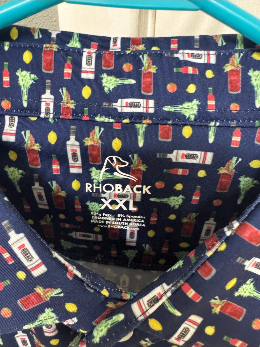 Rhoback Navy Cocktail & Garnish Print Button-Down Shirt